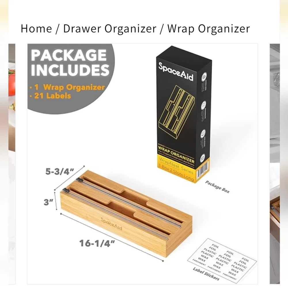SpaceAid Wrap/Foil (Long) Organizer
